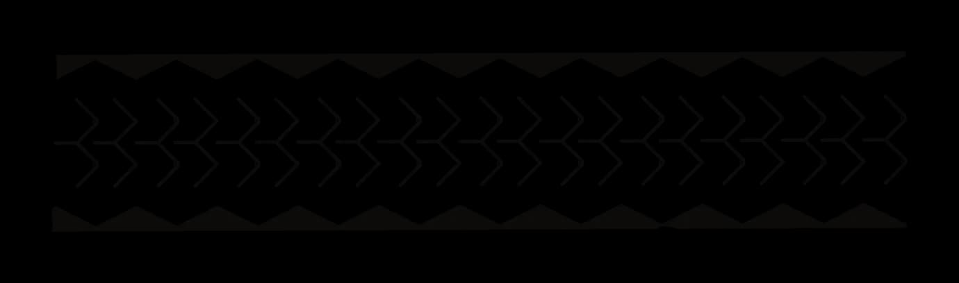 Chevron border derived from the bird figure, framed by two bands of shark teeth, drawing by Leo Martínez.
