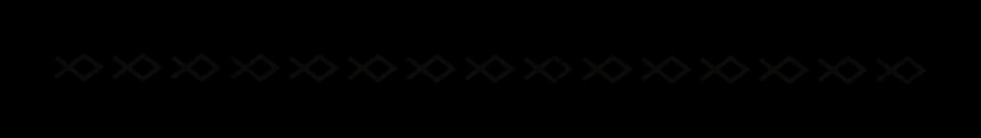 Border of schematic diamond fish aligned into a shoal, drawing by Leo Martínez.