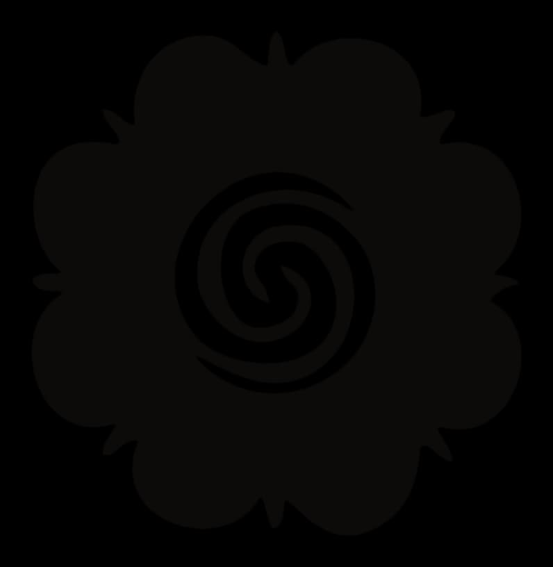 Rosa de Borneo de contorno lobulado con espiral central abierta, dibujo de Leo Martínez.