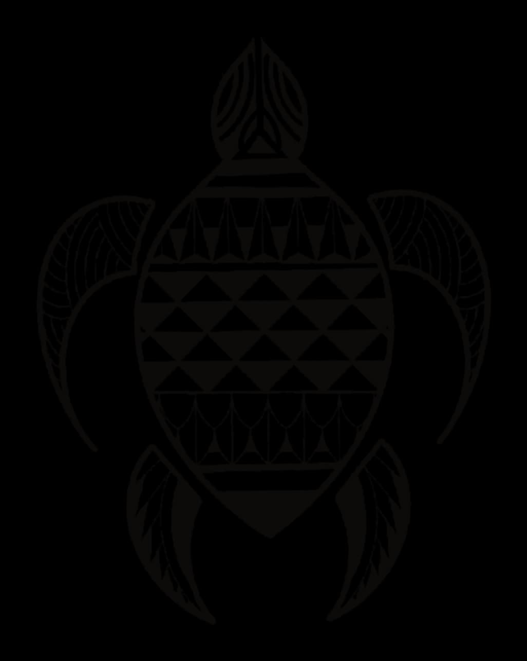 Turtle with the shell filled with bands of shark teeth and hatched flippers, drawing by Leo Martínez.