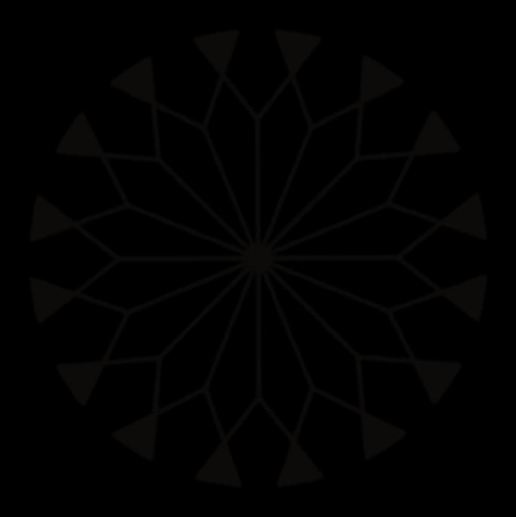 Sun with fine fanned spokes tipped with triangles, drawing by Leo Martínez.