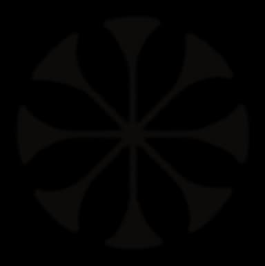 Sun with eight fan-tipped spokes, drawing by Leo Martínez.