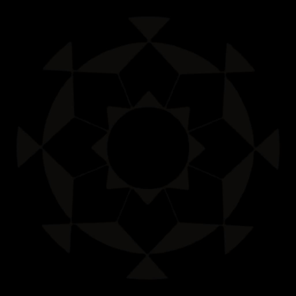 Geometric sun with triangular points and an inner star, drawing by Leo Martínez.
