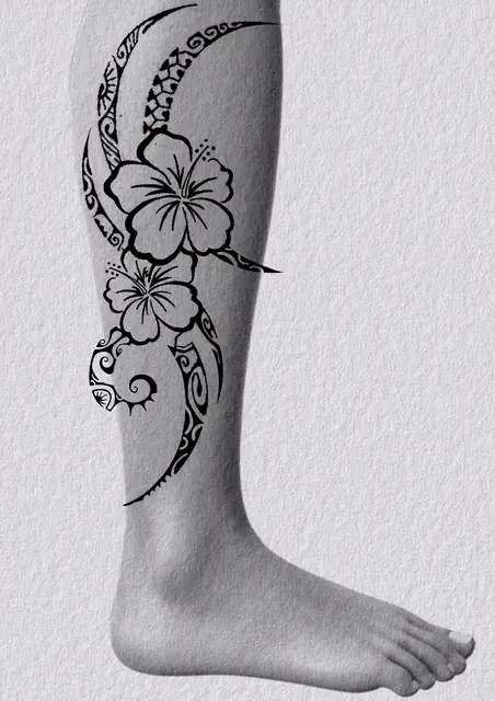 Diseño de tatuaje polinesio disponible para reservar tribal polinesio con bandas geométricas, dibujado por Leo Martínez en Koru Tatau · A Sailor's Grave Tattoo Barcelona, Granollers.
