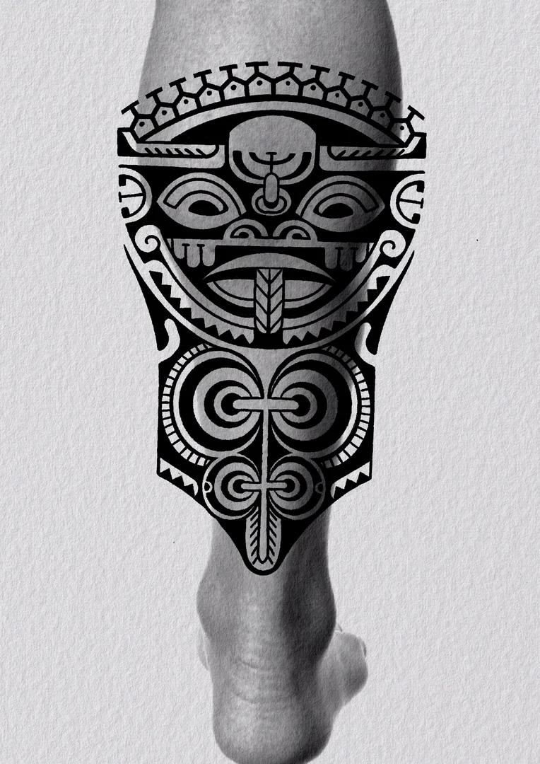 Diseño de tatuaje polinesio disponible para reservar de estilo polinesio con simbología marina, dibujado por Leo Martínez en Koru Tatau · A Sailor's Grave Tattoo Barcelona, Granollers.