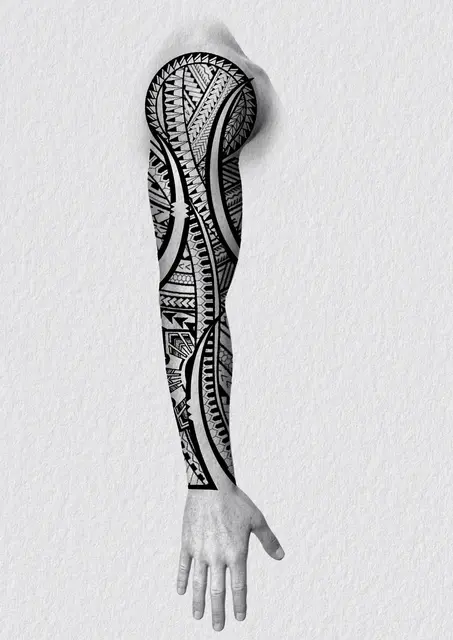 Diseño de tatuaje polinesio disponible para reservar de estilo polinesio con simbología marina, dibujado por Leo Martínez en Koru Tatau · A Sailor's Grave Tattoo Barcelona, Granollers.