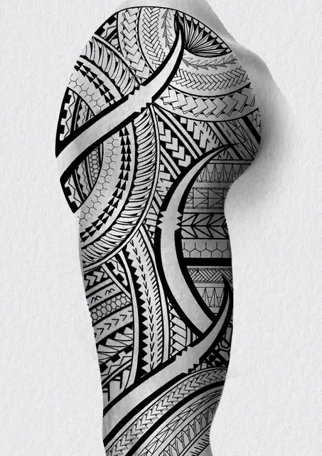 Diseño de tatuaje polinesio disponible para reservar de estilo polinesio con simbología marina, dibujado por Leo Martínez en Koru Tatau · A Sailor's Grave Tattoo Barcelona, Granollers.