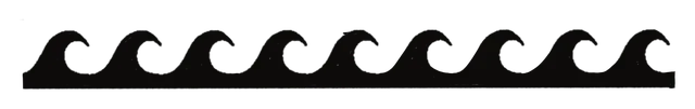 Border of Polynesian waves with solid curved crests, drawing by Leo Martínez.