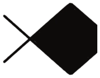 Solid diamond Polynesian fish with a forked tail, drawing by Leo Martínez.