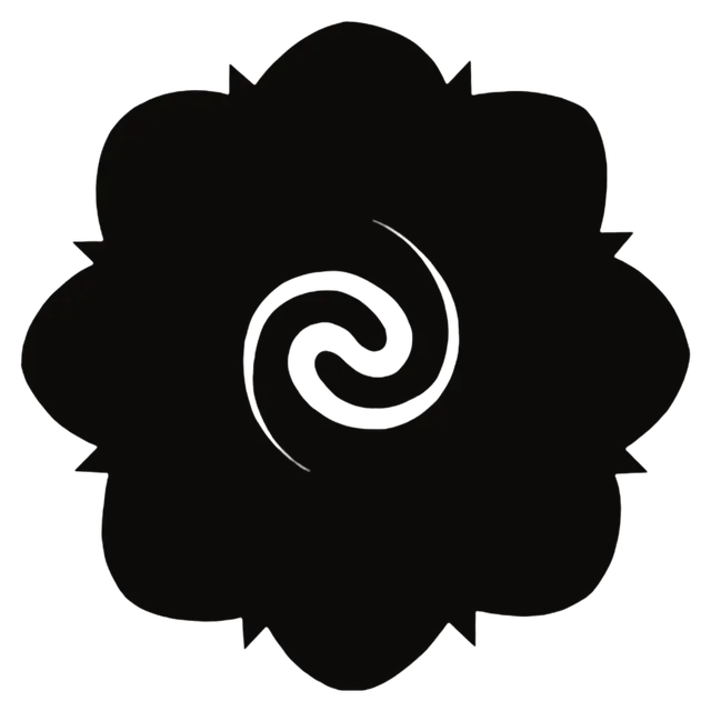 Compact Borneo rose with a small central spiral, drawing by Leo Martínez.