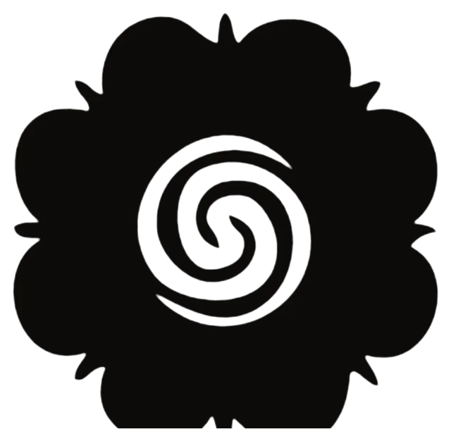 Lobed Borneo rose with an open central spiral, drawing by Leo Martínez.