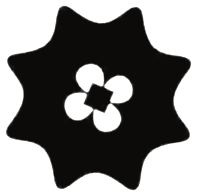 Borneo rose with a wavy outline and a cut-out flower at the centre, drawing by Leo Martínez.