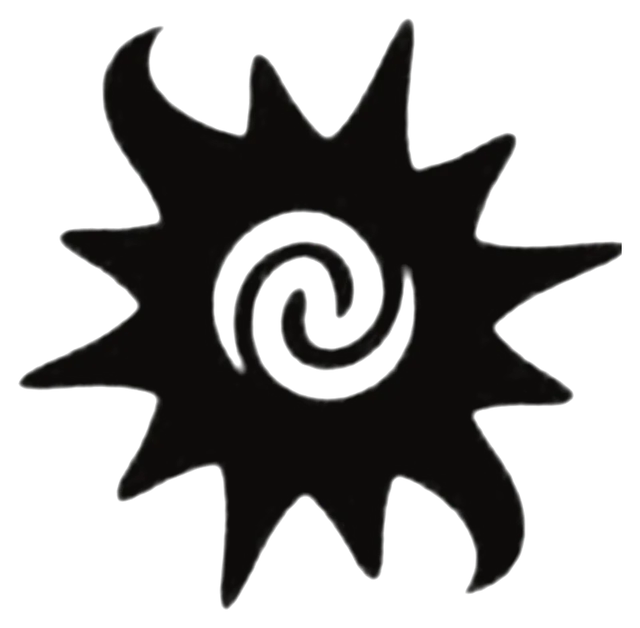 Borneo rose with irregular points and a central spiral, drawing by Leo Martínez.