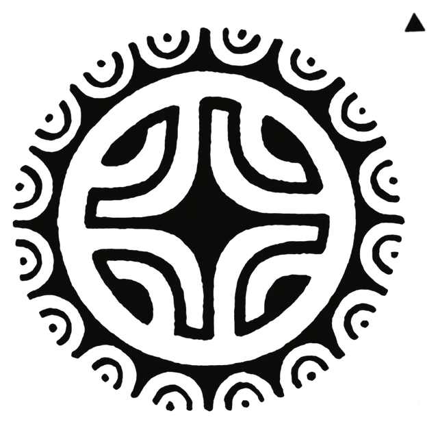 Large Polynesian sun with a crown of arcs and a four-armed core, drawing by Leo Martínez.