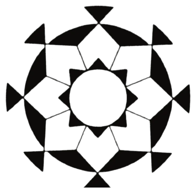 Geometric eight-pointed sun with an inner star, drawing by Leo Martínez.
