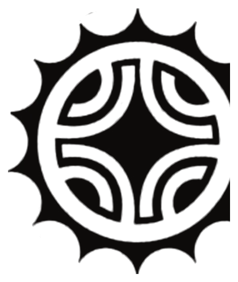 Small sun with a spiked crown and a four-armed core, drawing by Leo Martínez.